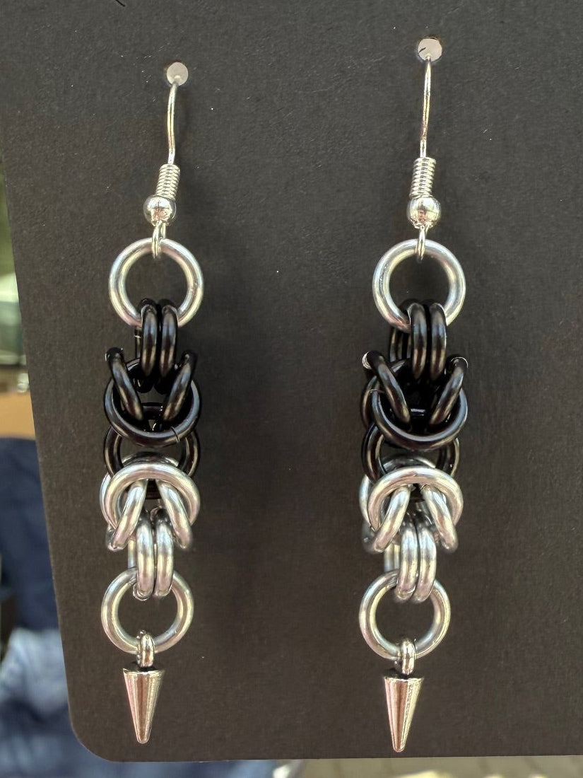 Byzantine Weave Spike Earrings